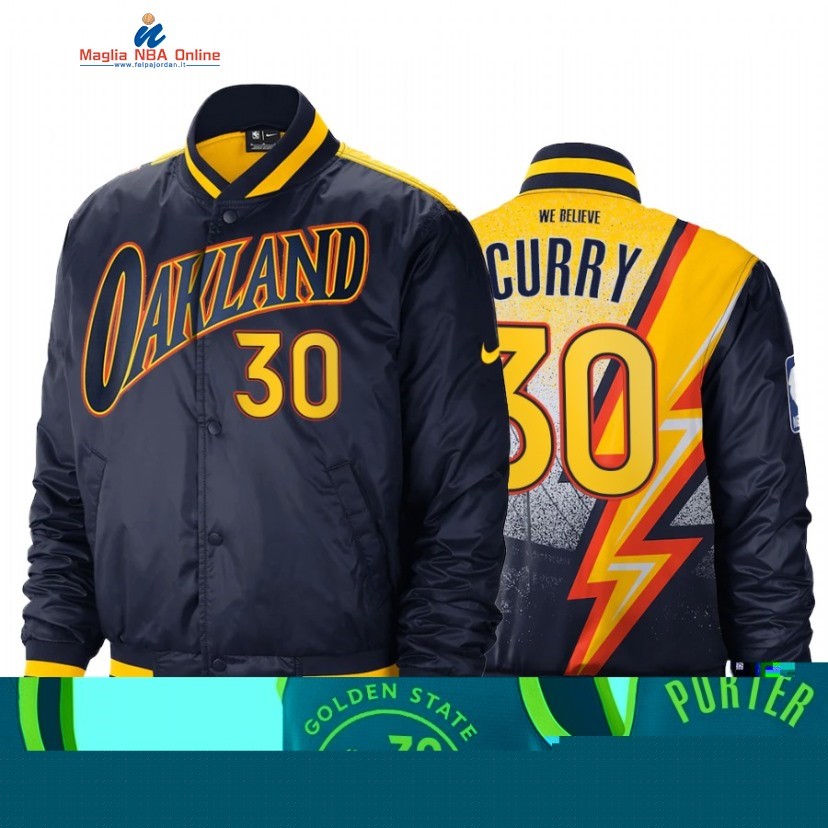 Giacca NBA Golden State Warriors #30 Stephen Curry Marino Città 2022 Acquista