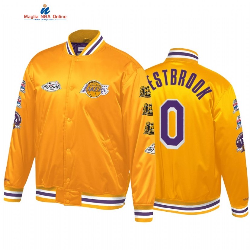 Giacca NBA Los Angeles Lakers #0 Russell Westbrook Oro Throwback 2022-23 Acquista