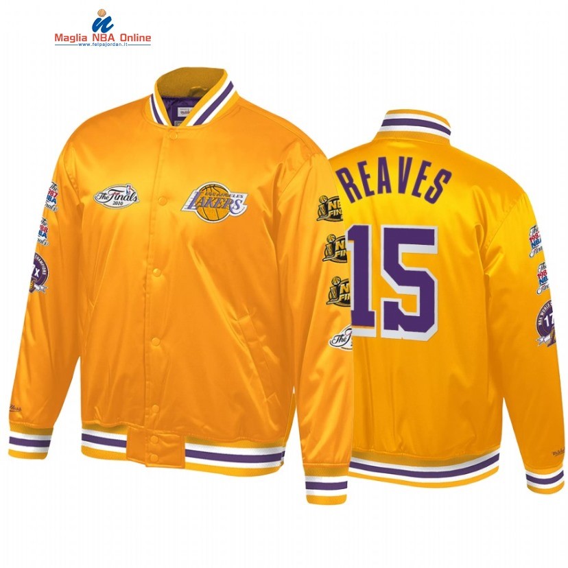 Giacca NBA Los Angeles Lakers #15 Austin Reaves Oro Throwback 2022-23 Acquista