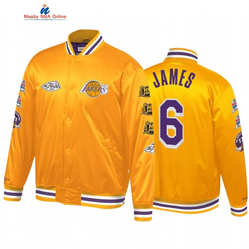 Giacca NBA Los Angeles Lakers #6 LeBron James Oro Throwback 2022-23 Acquista