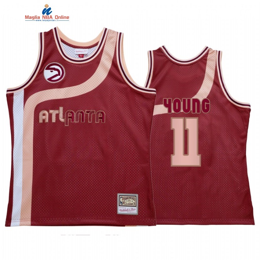 Maglia NBA Atlanta Hawks #11 Trae Young Rosso Hardwood Classics 2022 Acquista