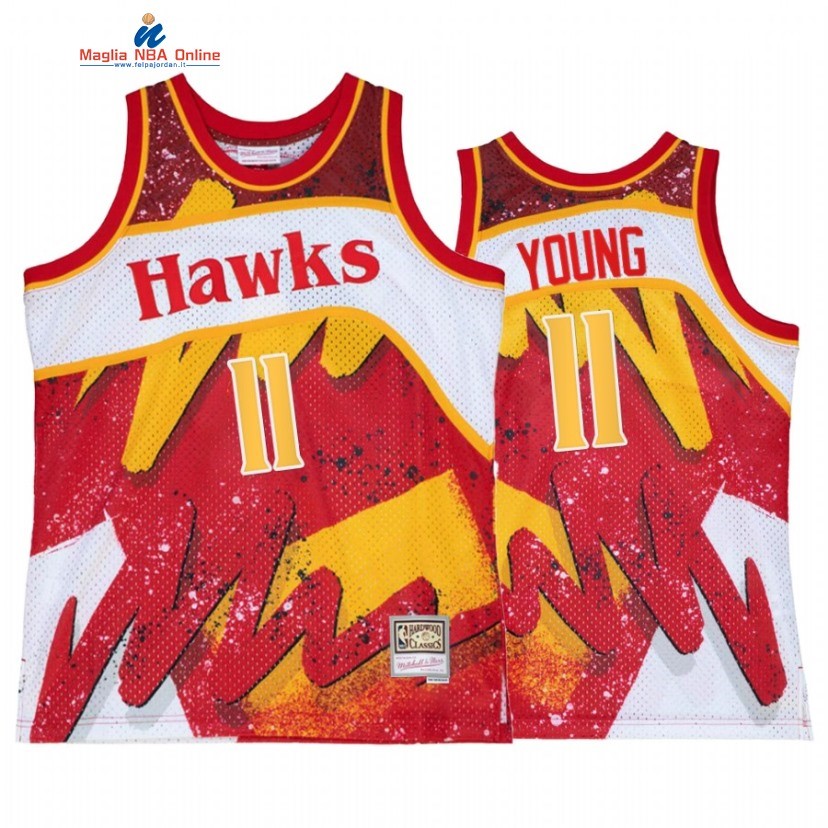 Maglia NBA Atlanta Hawks #11 Trae Young Rosso Throwback 2022 Acquista