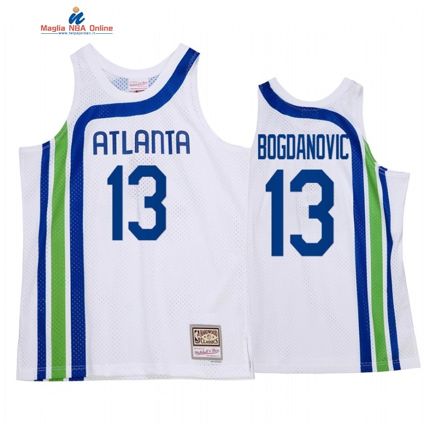 Maglia NBA Atlanta Hawks #13 Bogdan Bogdanovic Bianco Throwback 2022 Acquista
