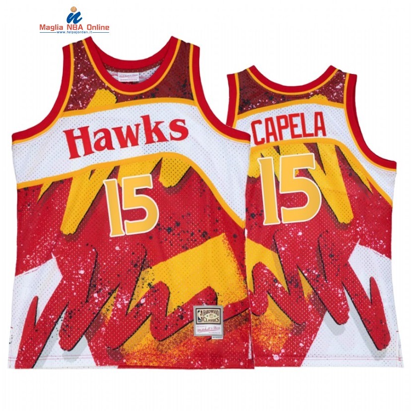 Maglia NBA Atlanta Hawks #15 Clint Capela Rosso Throwback 2022 Acquista