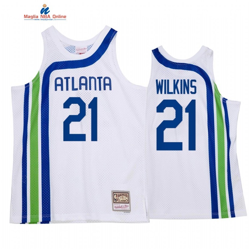 Maglia NBA Atlanta Hawks #21 Dominique Wilkins Bianco Throwback 202 Acquista