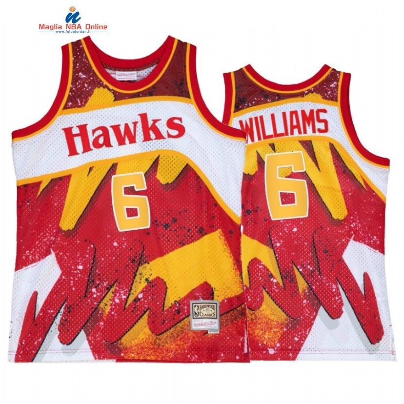 Maglia NBA Atlanta Hawks #6 Lou Williams Rosso Throwback 2022 Acquista