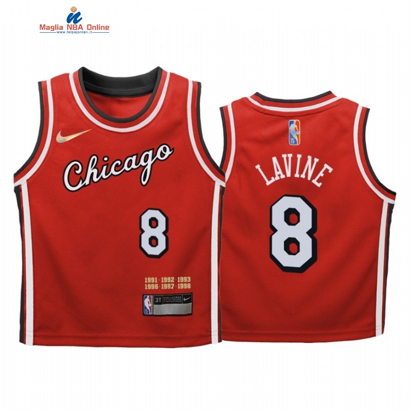 Maglia NBA Bambino Chicago Bulls #8 Zach LaVine Rosso Città 2021-22 Acquista