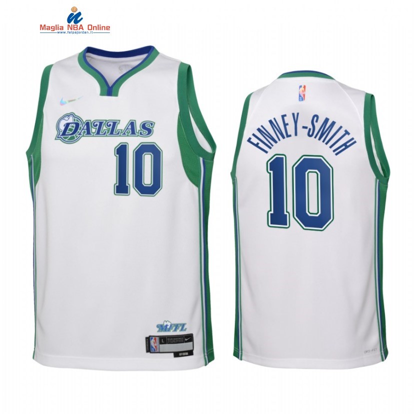 Maglia NBA Bambino Dallas Mavericks #10 Dorian Finney Smith 75th Season Bianco Città 2022-23 Acquista