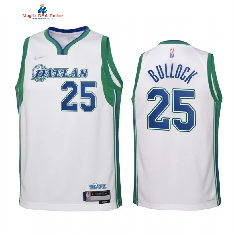 Maglia NBA Bambino Dallas Mavericks #25 Reggie Bullock 75th Season Bianco Città 2022-23 Acquista