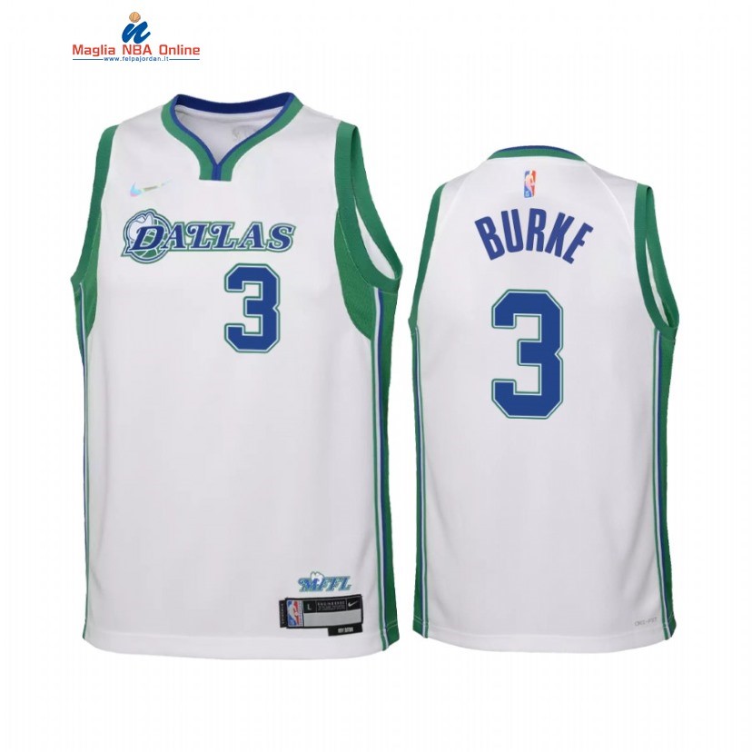 Maglia NBA Bambino Dallas Mavericks #3 Trey Burke 75th Season Bianco Città 2022-23 Acquista