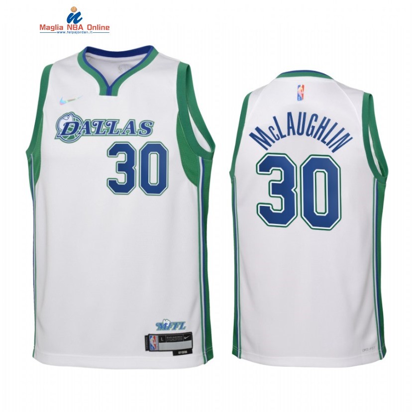 Maglia NBA Bambino Dallas Mavericks #30 JaQuori McLaughlin 75th Season Bianco Città 2022-23 Acquista