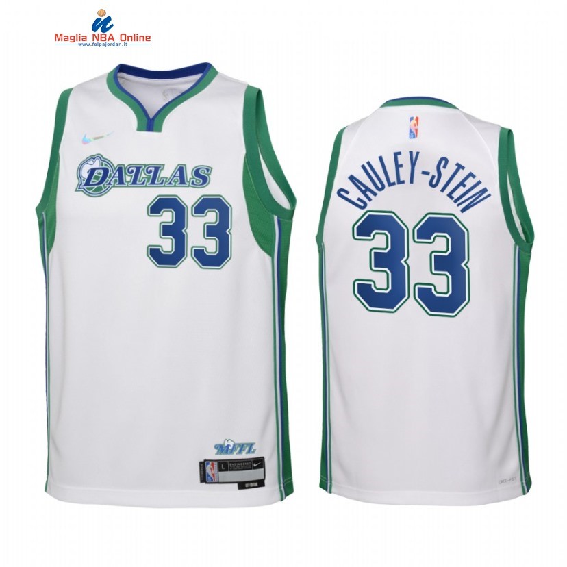 Maglia NBA Bambino Dallas Mavericks #33 Willie Cauley Stein 75th Season Bianco Città 2022-23 Acquista