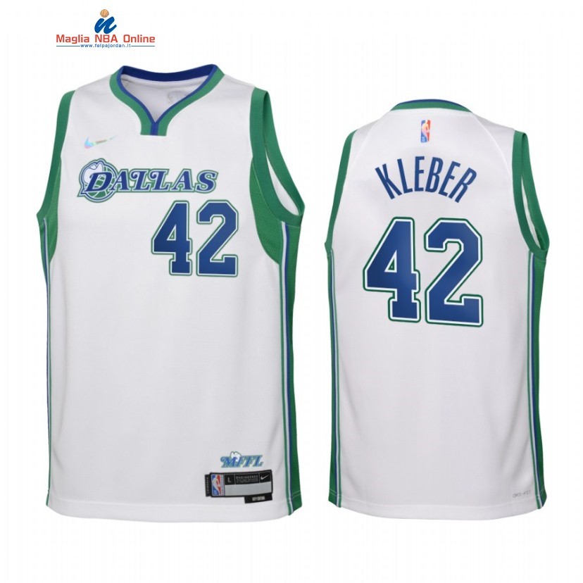 Maglia NBA Bambino Dallas Mavericks #42 Maxi Kleber 75th Season Bianco Città 2022-23 Acquista