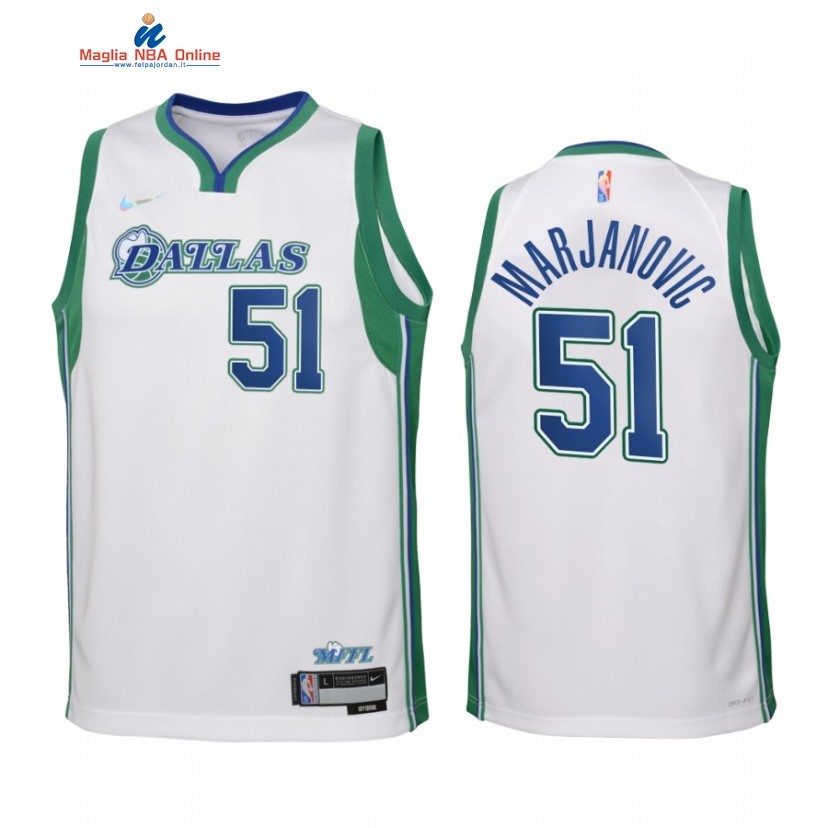 Maglia NBA Bambino Dallas Mavericks #51 Boban Marjanovic 75th Season Bianco Città 2022-23 Acquista