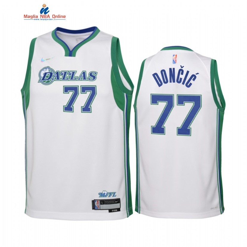 Maglia NBA Bambino Dallas Mavericks #77 Luka Doncic 75th Season Bianco Città 2022-23 Acquista