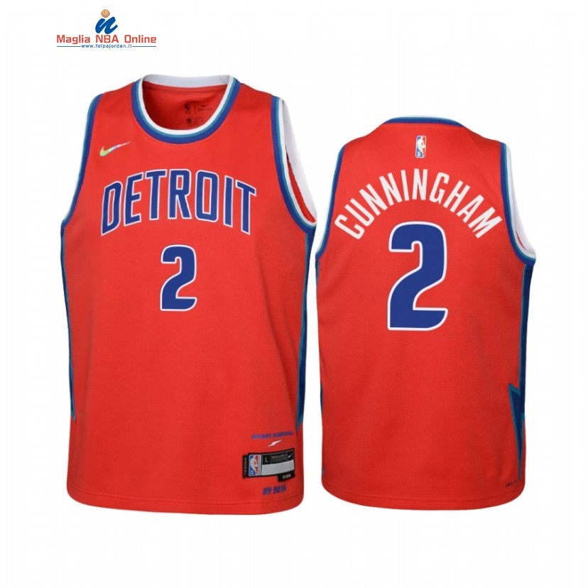 Maglia NBA Bambino Detroit Pistons #2 Cade Cunningham 75th Rosso Città 2022-23 Acquista