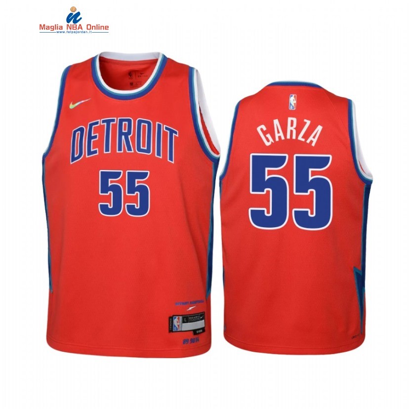 Maglia NBA Bambino Detroit Pistons #55 Luka Garza 75th Rosso Città 2022-23 Acquista