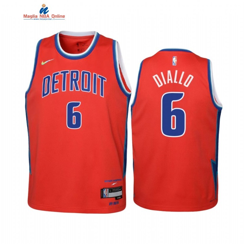 Maglia NBA Bambino Detroit Pistons #6 Hamidou Diallo 75th Rosso Città 2022-23 Acquista