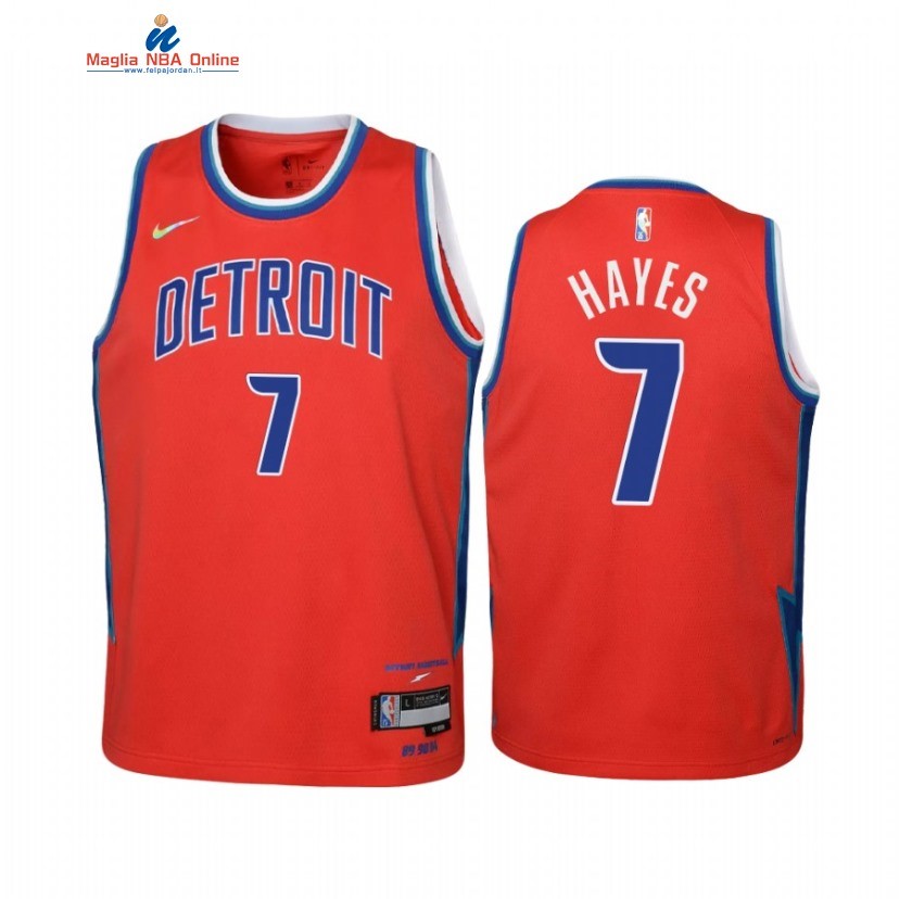 Maglia NBA Bambino Detroit Pistons #7 Killian Hayes 75th Rosso Città 2022-23 Acquista