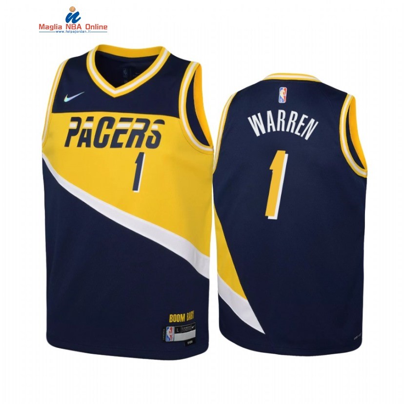 Maglia NBA Bambino Indiana Pacers #1 T.J. Warren 75th Season Marino Città 2022-23 Acquista