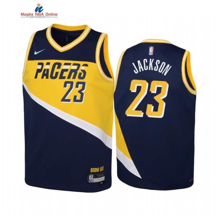 Maglia NBA Bambino Indiana Pacers #23 Isaiah Jackson 75th Season Marino Città 2022-23 Acquista