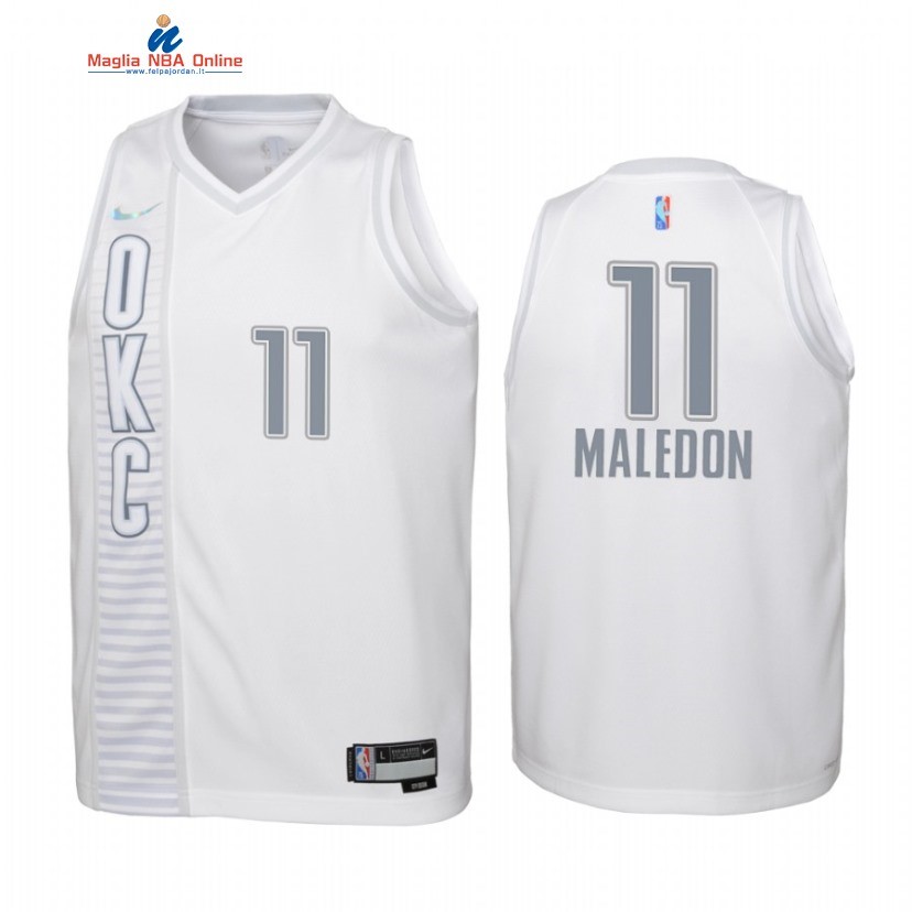 Maglia NBA Bambino Oklahoma City Thunder #11 Theo Maledon 75th Season Bianco Città 2022-23 Acquista