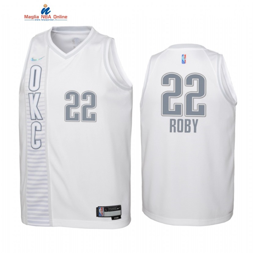 Maglia NBA Bambino Oklahoma City Thunder #22 Isaiah Roby 75th Season Bianco Città 2022-23 Acquista