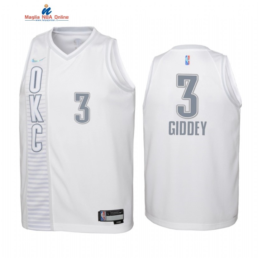 Maglia NBA Bambino Oklahoma City Thunder #3 Josh Giddey 75th Season Bianco Città 2022-23 Acquista