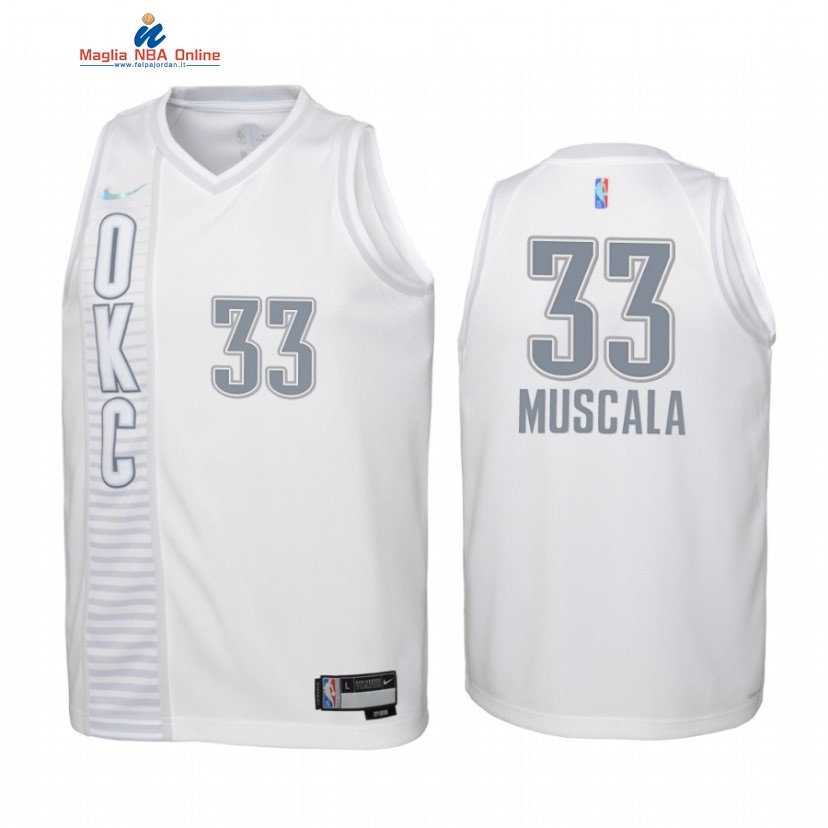 Maglia NBA Bambino Oklahoma City Thunder #33 Mike Muscala 75th Season Bianco Città 2022-23 Acquista