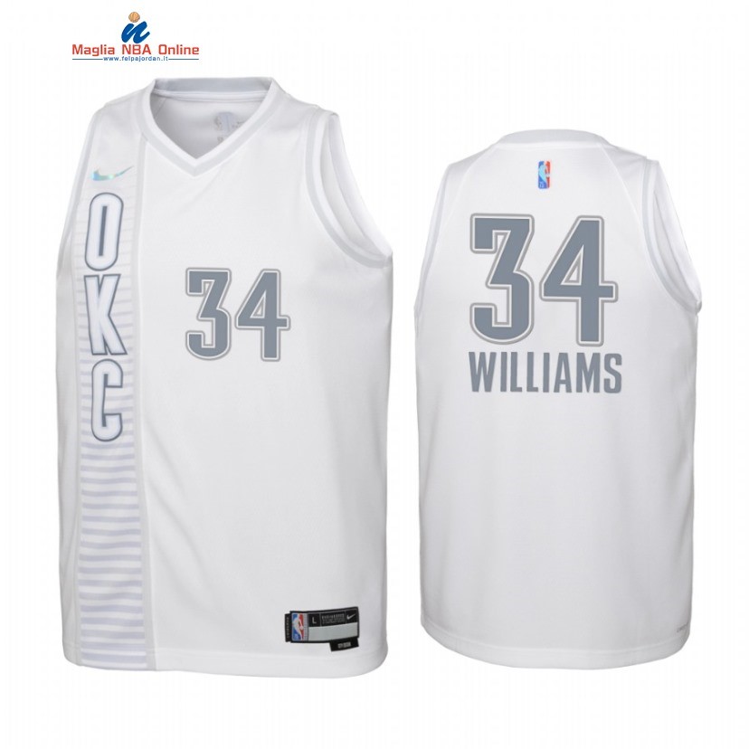 Maglia NBA Bambino Oklahoma City Thunder #34 Kenrich Williams 75th Season Bianco Città 2022-23 Acquista