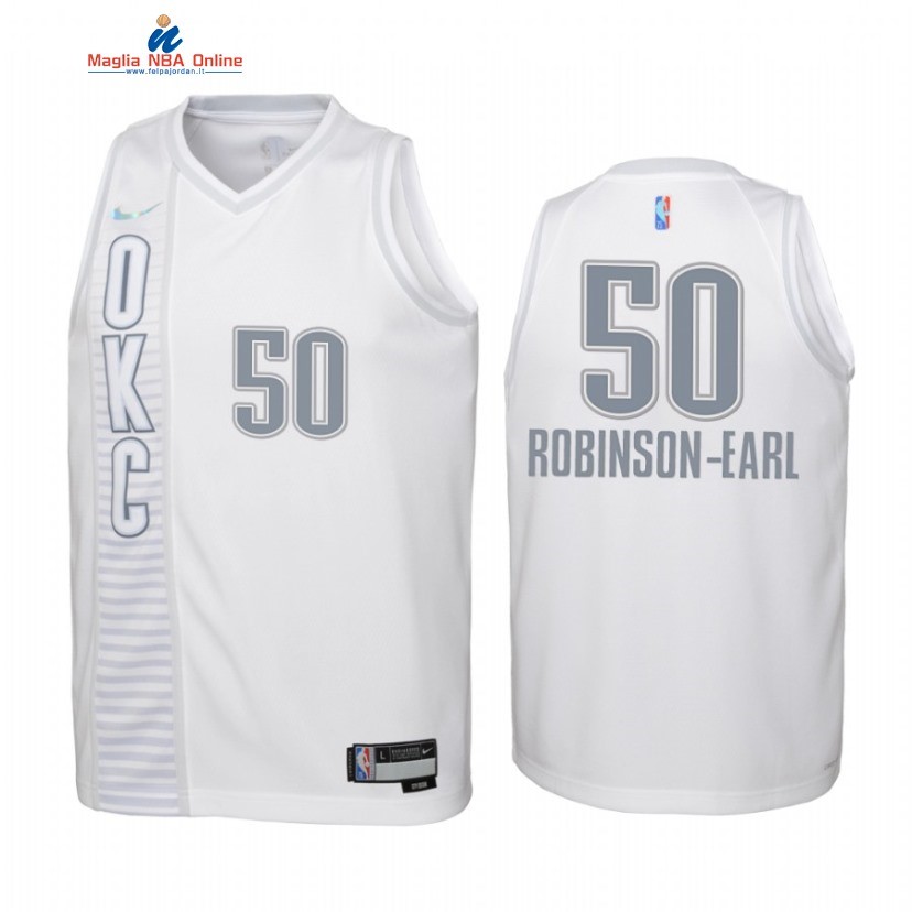 Maglia NBA Bambino Oklahoma City Thunder #50 Jeremiah Robinson Earl 75th Season Bianco Città 2022-23 Acquista