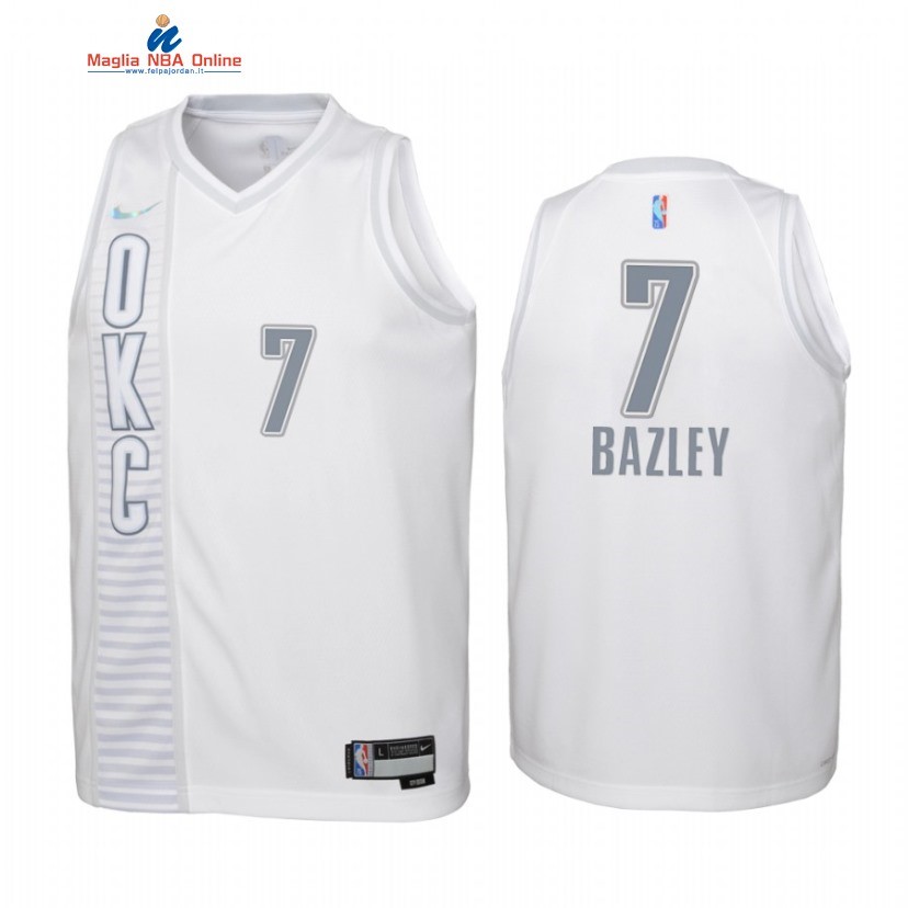 Maglia NBA Bambino Oklahoma City Thunder #7 Darius Bazley 75th Season Bianco Città 2022-23 Acquista