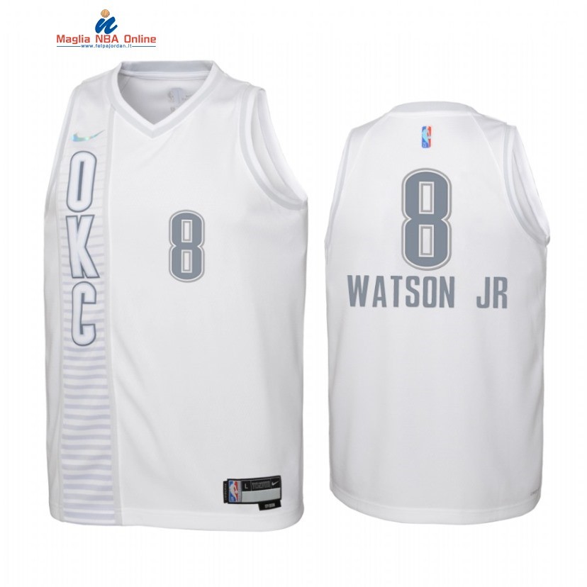 Maglia NBA Bambino Oklahoma City Thunder #8 Paul Watson Jr. 75th Season Bianco Città 2022-23 Acquista