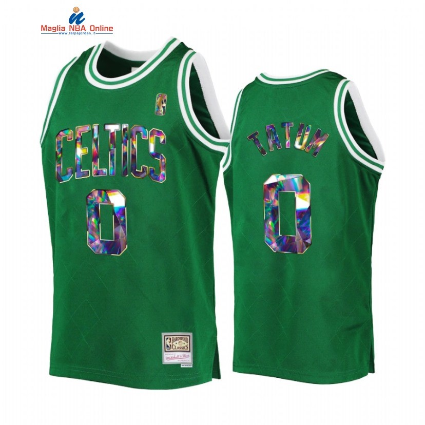 Maglia NBA Boston Celtics #0 Jayson Tatum 75th Anniversario Verde Throwback 2022 Acquista