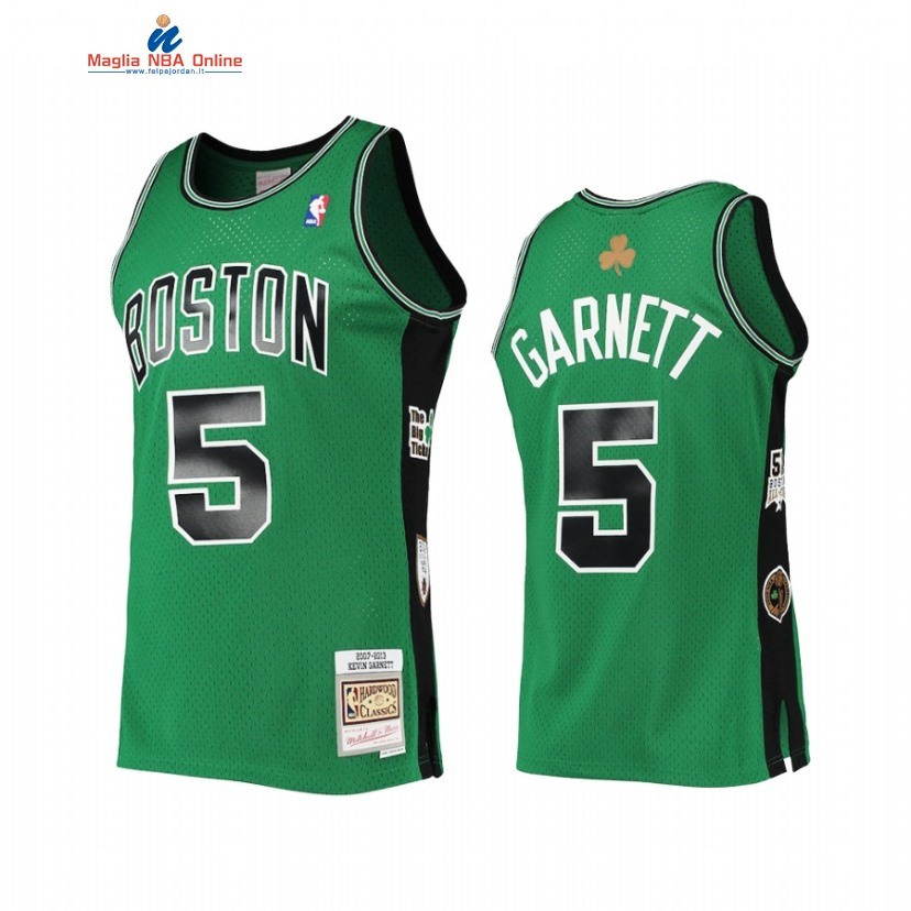 Maglia NBA Boston Celtics #5 Kevin Garnett Verde Hardwood Classics 2007 13 Acquista