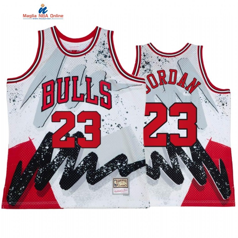 Maglia NBA Chicago Bulls #23 Michael Jordan Bianco Throwback 2022 Acquista