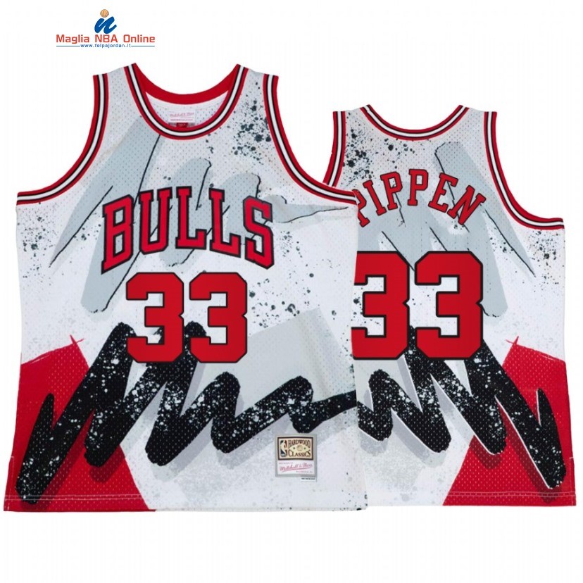 Maglia NBA Chicago Bulls #33 Scottie Pippen Bianco Throwback 2022 Acquista