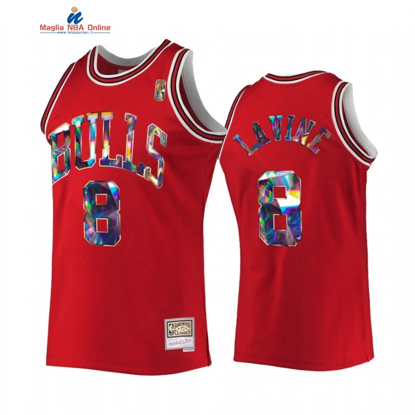 Maglia NBA Chicago Bulls #8 Zach LaVine 75th Diamante Rosso Hardwood Classics 2022-23 Acquista