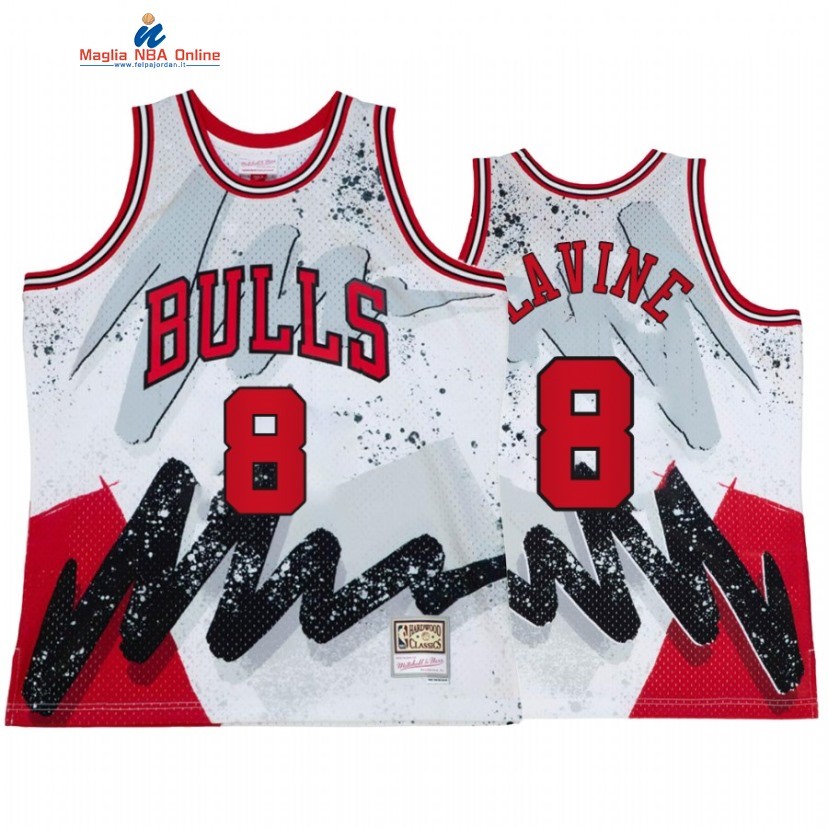 Maglia NBA Chicago Bulls #8 Zach LaVine Bianco Throwback 2022 Acquista