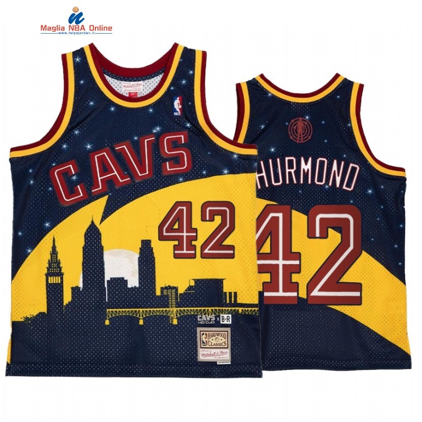 Maglia NBA Cleveland Cavaliers #42 Nate Thurmond X BR Remix Oro Blu Hardwood Classics Acquista