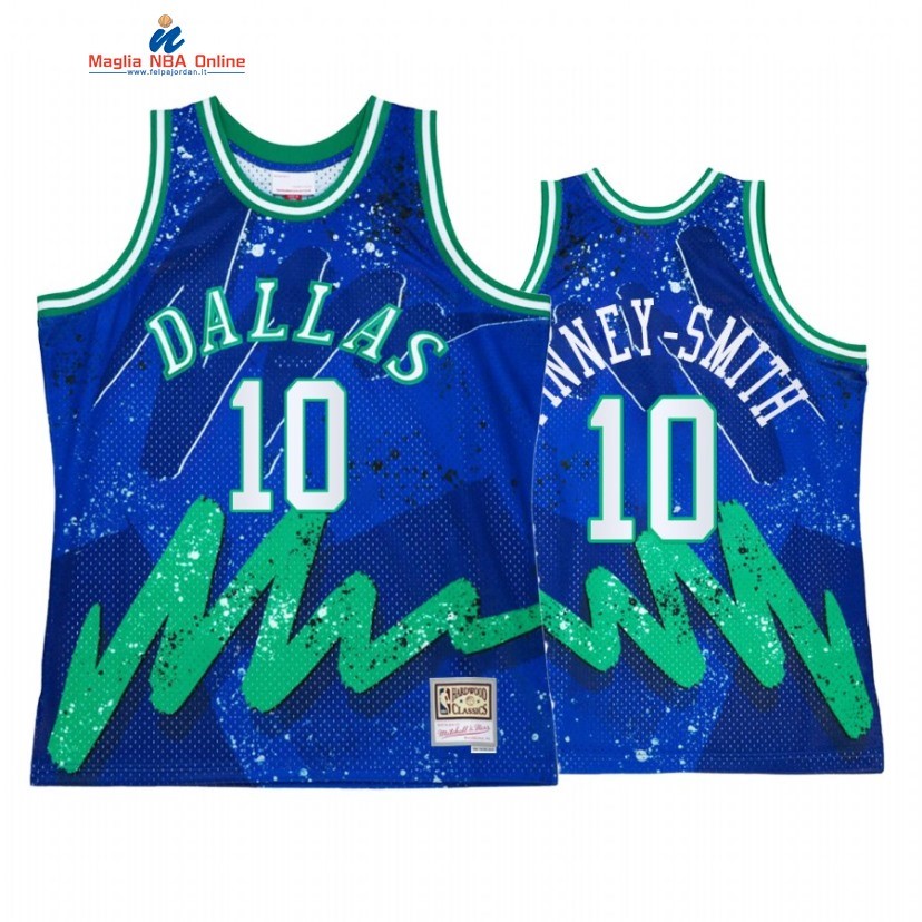 Maglia NBA Dallas Mavericks #10 Dorian Finney Smith Blu Throwback 2022 Acquista