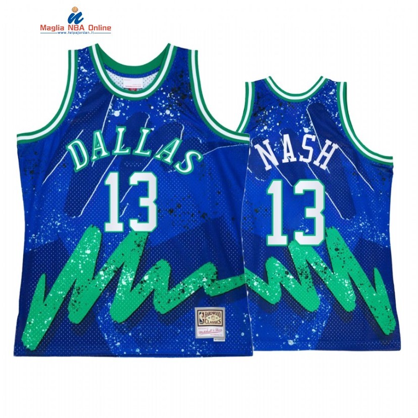 Maglia NBA Dallas Mavericks #13 Steve Nash Blu Throwback 2022 Acquista