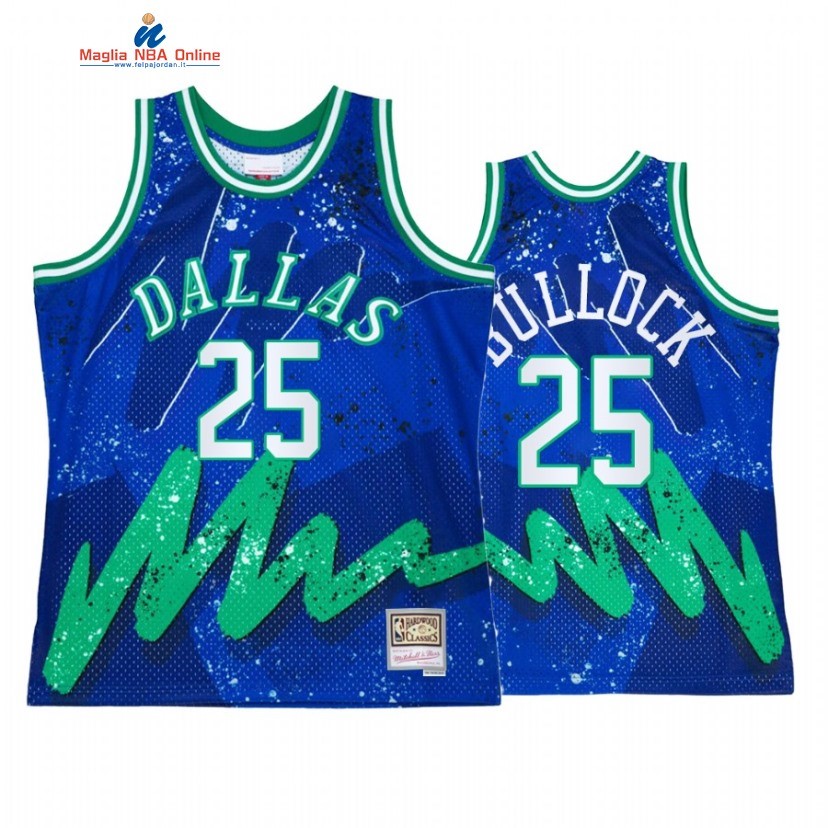 Maglia NBA Dallas Mavericks #25 Reggie Bullock Blu Throwback 2022 Acquista