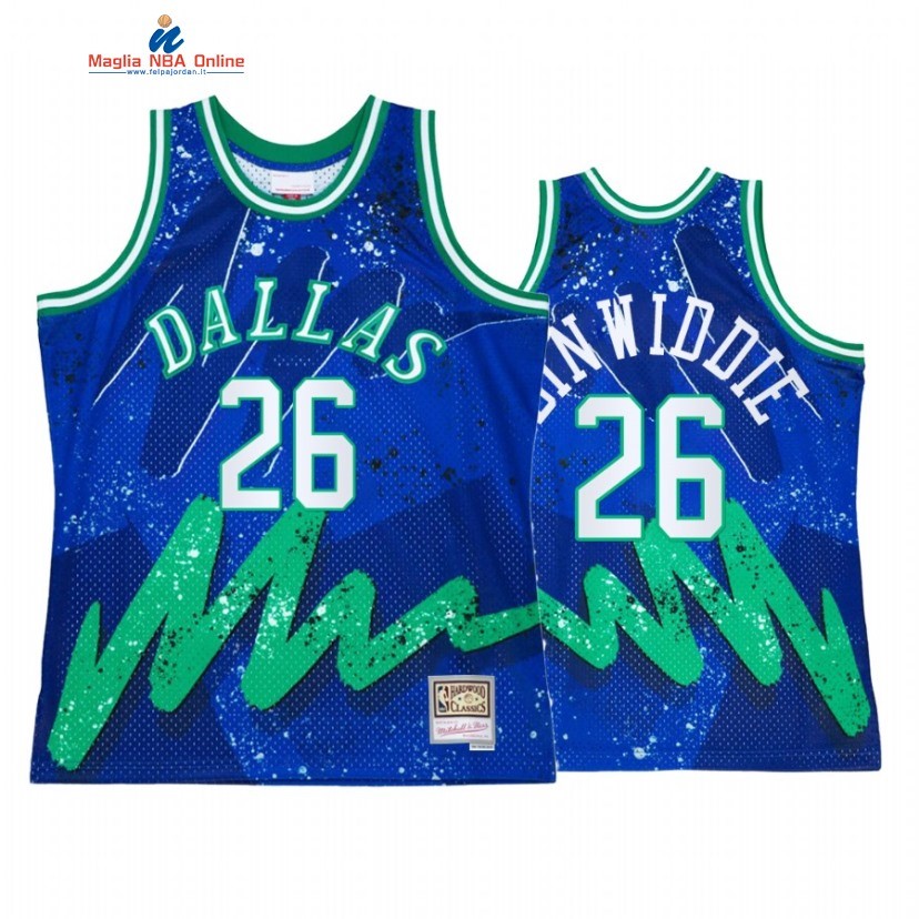 Maglia NBA Dallas Mavericks #26 Spencer Dinwiddie Blu Throwback 2022 Acquista