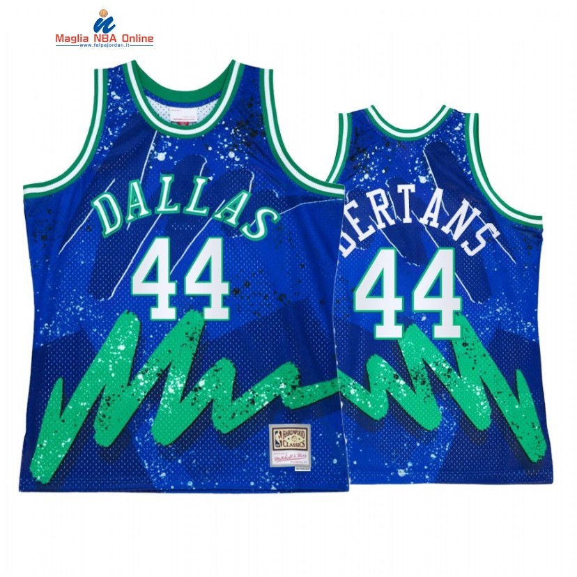 Maglia NBA Dallas Mavericks #44 Davis Bertans Blu Throwback 2022 Acquista