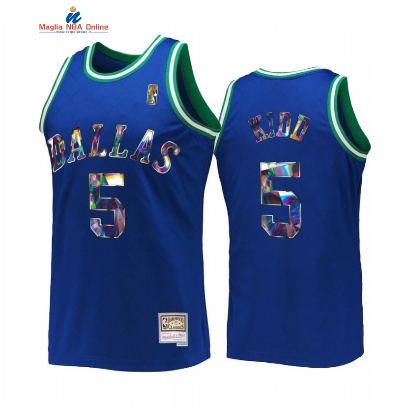 Maglia NBA Dallas Mavericks #5 Jason Kidd 75th Anniversario Blu Hardwood Classics Acquista