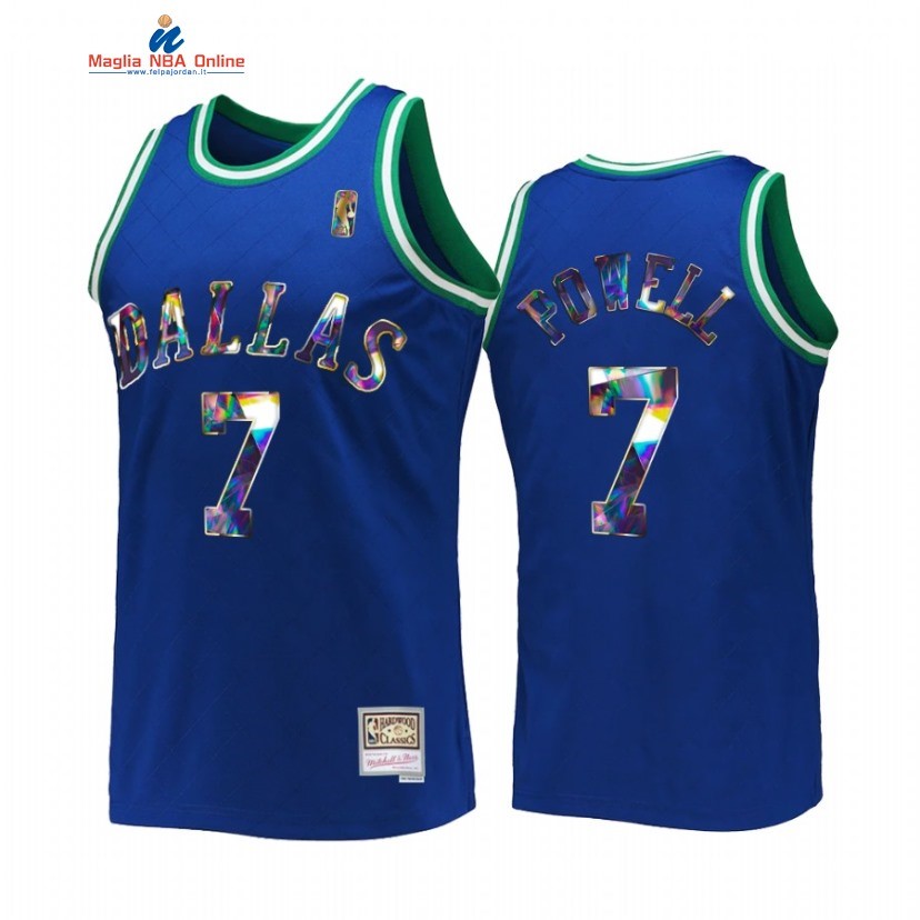 Maglia NBA Dallas Mavericks #7 Dwight Powell 75th Anniversario Blu Hardwood Classics Acquista