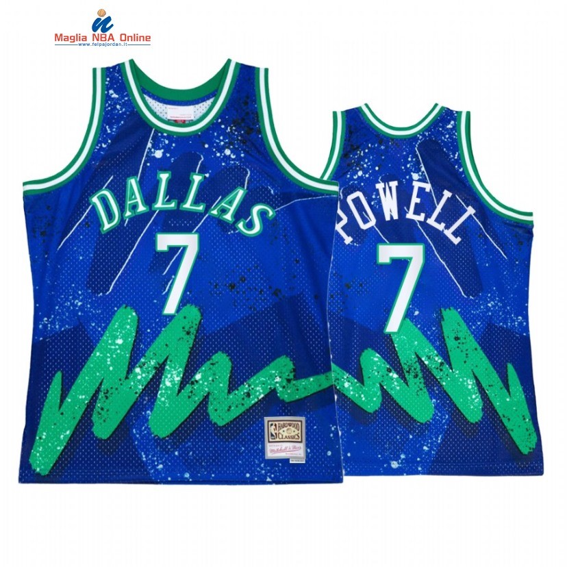 Maglia NBA Dallas Mavericks #7 Dwight Powell Blu Throwback 2022 Acquista