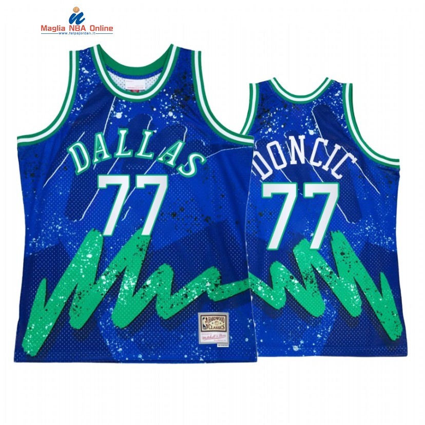 Maglia NBA Dallas Mavericks #77 Luka Doncic Blu Throwback 2022 Acquista