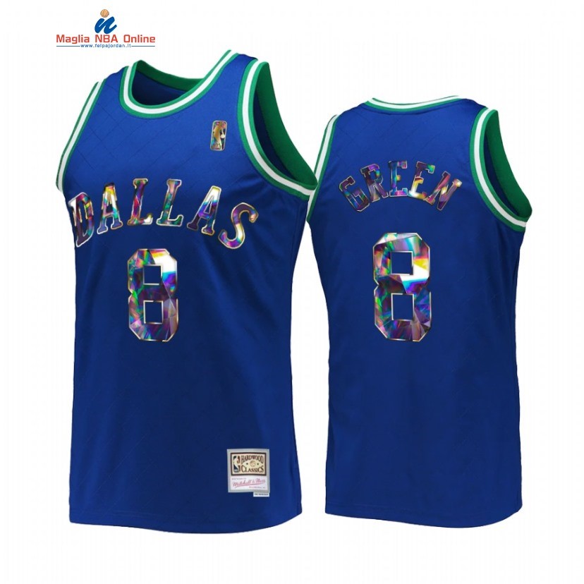 Maglia NBA Dallas Mavericks #8 Josh Green 75th Anniversario Blu Hardwood Classics Acquista